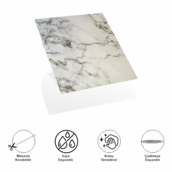 Decohandy 30x30 Cm Pvc Duvar Karosu 4'Lü Paket - Siyah Beyaz Mermer resmi