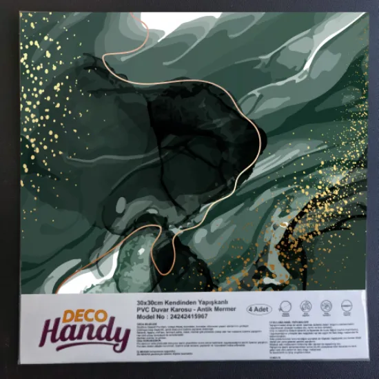 DecoHandy Pvc Duvar Karosu 30x30cm 4'Lü Paket -  Zümrüt 0,36m2 resmi