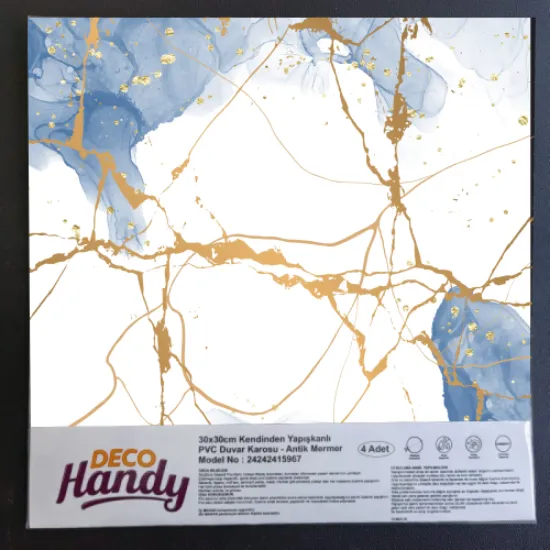 DecoHandy Pvc Yapışkanlı Yer Karosu 30x30cm 4'Lü Paket - Blue Edition 0,36m2 resmi