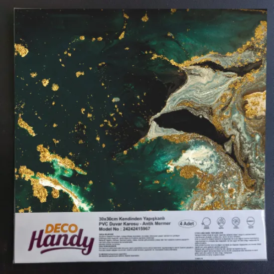 DecoHandy Pvc Yapışkanlı Yer Karosu 30x30cm 4'Lü Paket - Green Edition 0,36m2 resmi