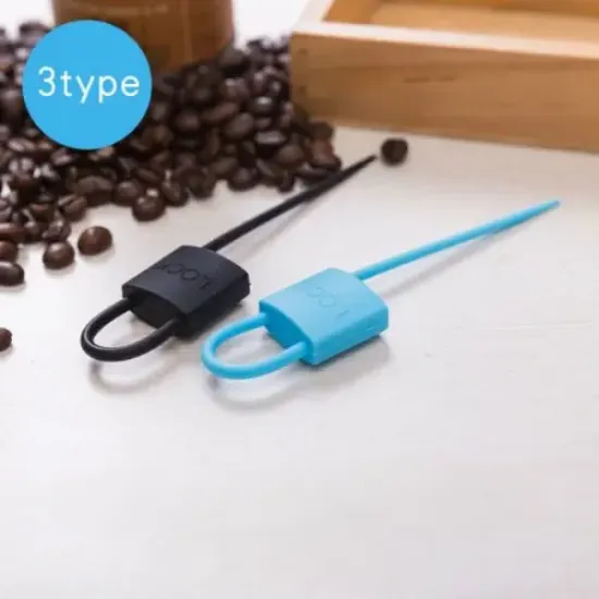 Kilit Şeklinde Silikon Kablo ve Poşet Bağlama Aparatı (3'lü Set) resmi