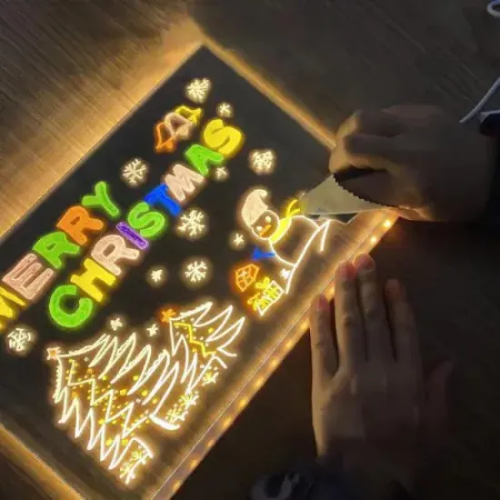 LED Aydınlatmalı Yazı ve Çizim Tahtası - Büyük Boy 30x20 cm resmi