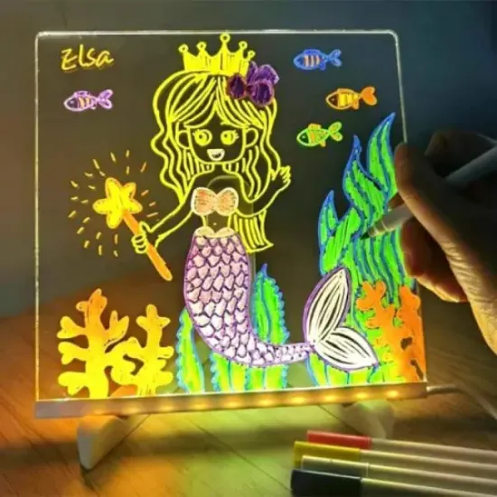 LED Aydınlatmalı Yazı ve Çizim Tahtası - Küçük Boy 20x20 cm resmi