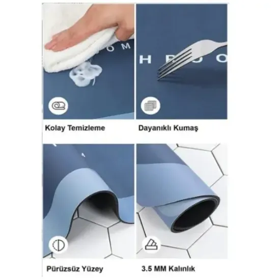 Oval Süper Emici Banyo Paspası 38*58 cm resmi