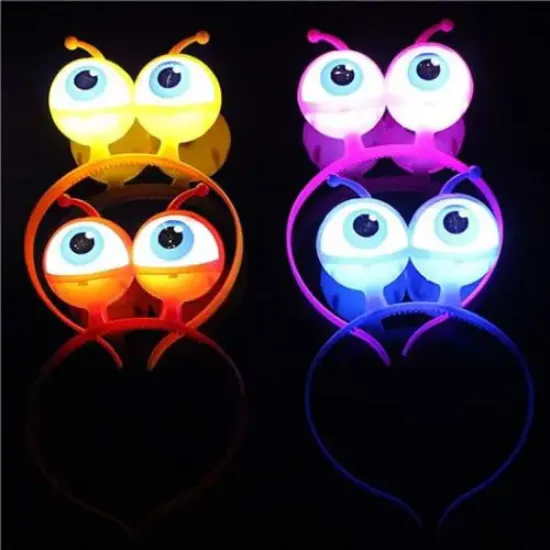 Rengarenk 3 Farklı Fonksiyonda Yanan Led Işıklı Uzaylı Göz Taç 1 Adet 18x12 cm resmi