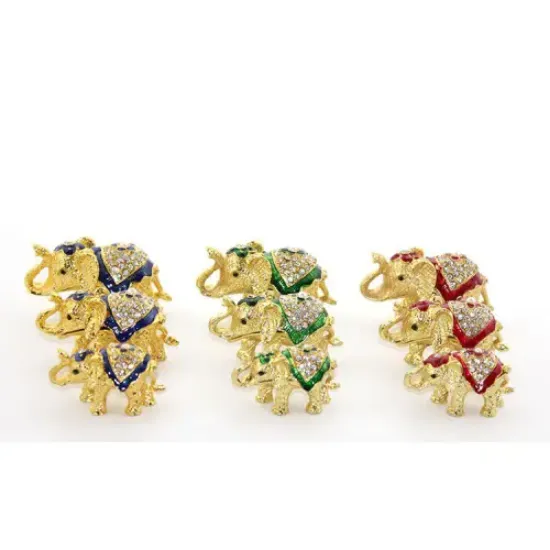 Swarovski Taşlı 3'lü Fil Figürü Model 1 resmi