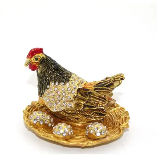 Swarovski Taşlı Yumurtalı Tekli Tavuk Model 2  resmi