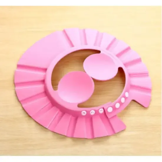 Bebek Banyo Şapkası Düğmeli Kulaklıklı Pembe resmi