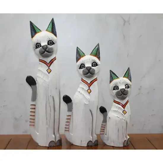 Ahşap 3'lü Kedi Seti 50 Cm  resmi