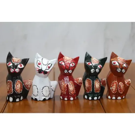 Ahşap 5'li Kedi Seti Model 3 resmi