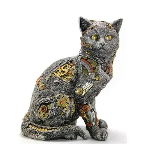 Steampunk Polyester Kedi Figürü Model 2  resmi