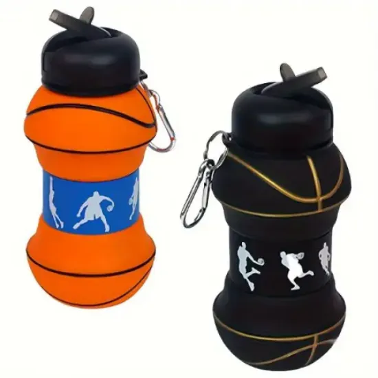 Basketbol Topu Tasarımlı Akordiyon Su Şişesi  resmi