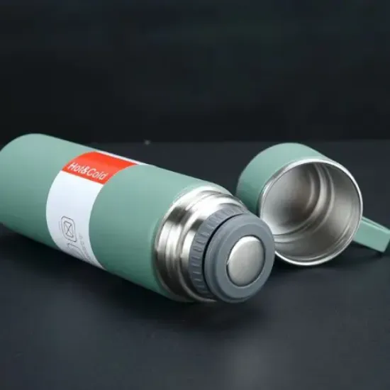 Paslanmaz Çelik Bardaklı Termos Seti 500 ML resmi