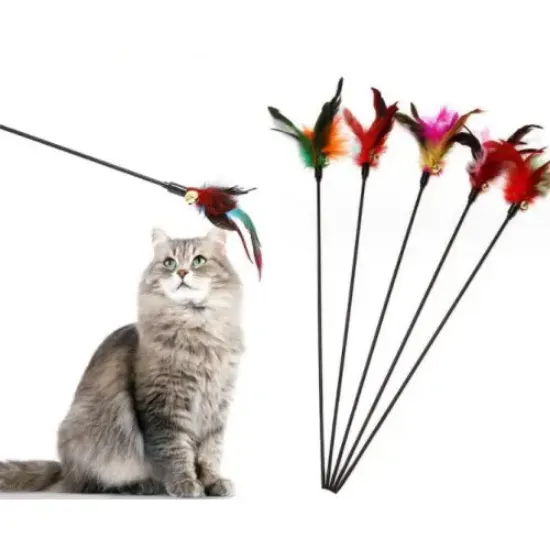 Çıngıraklı Tüylü Kedi Oyun Çubuğu resmi