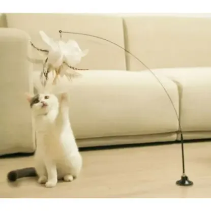 Vantuzlu Tüylü Zilli Kedi Oyun Oltası resmi