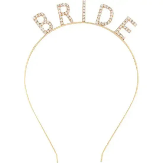 Altın Gold Renk Bekarlığa Veda Kristal Taş Bride Tacı İthal resmi
