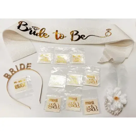 Altın Renk Bride Partisi Seti 13 Parça resmi