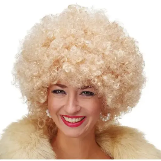 Altın Renk Kıvırcık Afro Parti Peruğu resmi