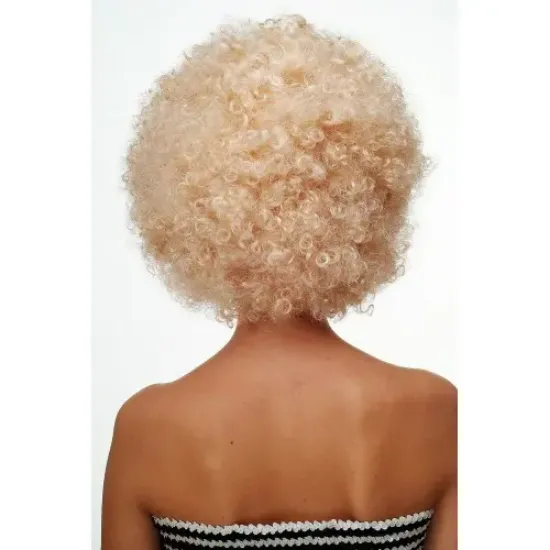 Altın Renk Kıvırcık Afro Parti Peruğu resmi