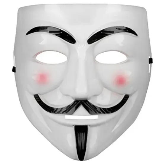 Beyaz Pembe Yanaklı V For Vendetta Maskesi resmi