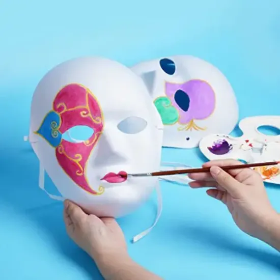 Beyaz Renk Boyanabilir Anonim Tam Yüz Cosplay Maske 24x18 cm resmi