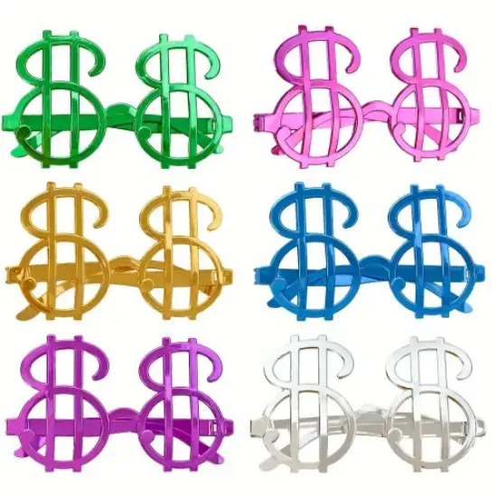 Dolar Şekilli Metalize Parti Gözlüğü 6 Adet resmi