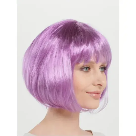 Düz Kesim Küt Parti Peruğu Rose Pembe resmi