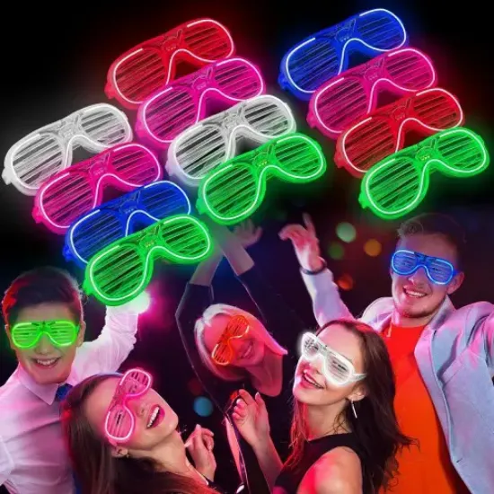 Glow Işıklı Panjur Parti Gözlüğü 12 Adet resmi