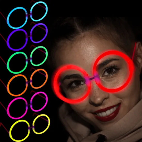 Glow Stick Yuvarlak Parti Gözlüğü 6 Adet resmi