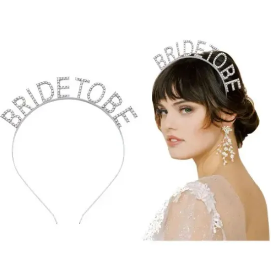Gümüş Kaplama Kristal Taşlı Bride To Be Gelin Tacı resmi