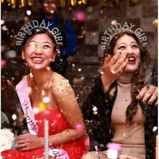 Gümüş Kristal Taşlı Birthday Girl Tacı resmi