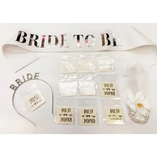 Gümüş Renk Bride Partisi Seti 13 Parça resmi