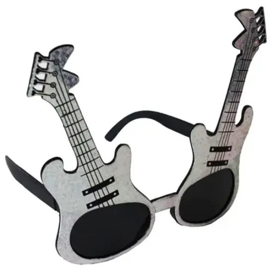 Gümüş Renk Gitar Şekilli Parti Gözlüğü  resmi