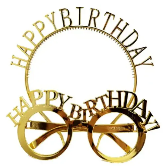 Happy Birthday Gözlük Ve Taç resmi