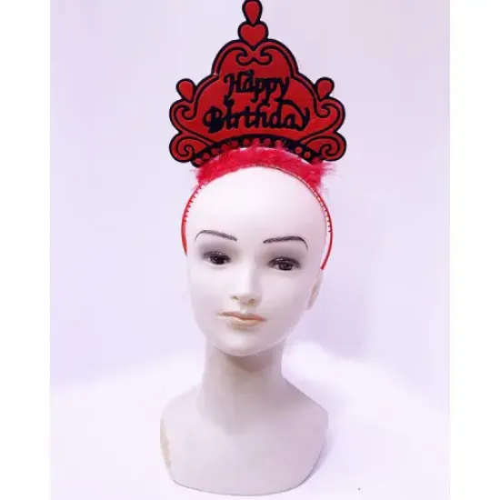 Happy Birthday Neon Kırmızı Doğum Günü Tacı resmi