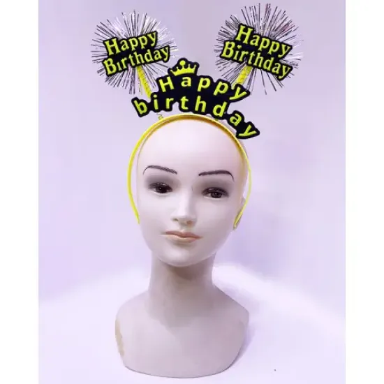 Happy Birthday Neon Sarı Tacı resmi