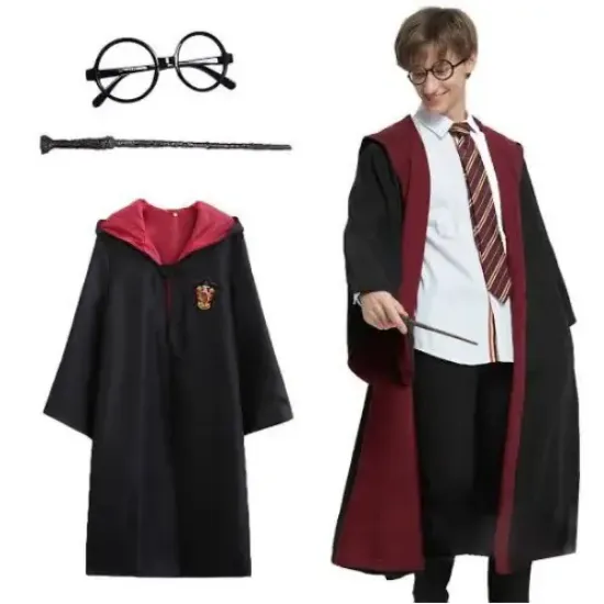 Harry Potter Gryffindor Kapşonlu Çocuk Kostüm Seti 7-8 Yaş resmi