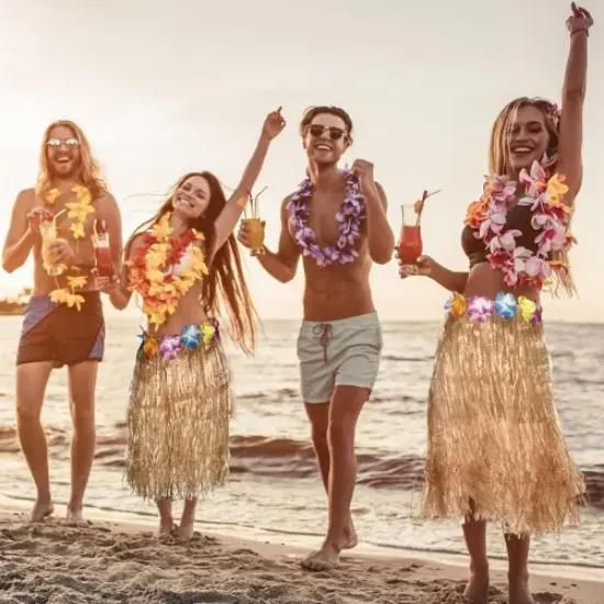 Hawaii Tarzı Hula Eteği – 60 cm Hasır Natural Etek resmi