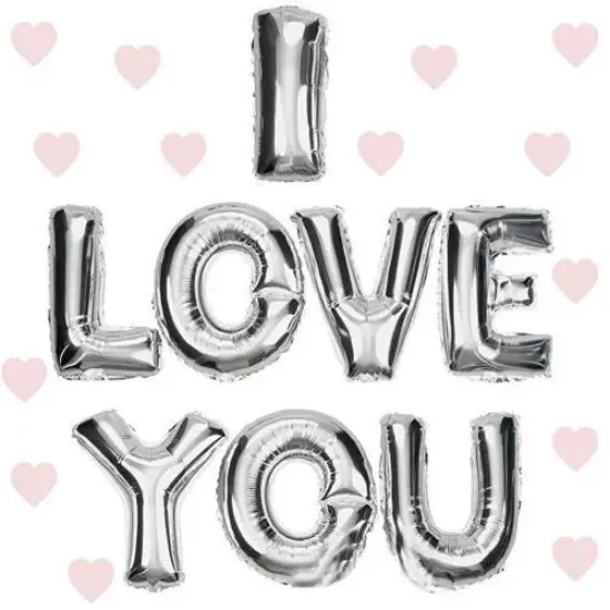I Love You Folyo Balon Gümüş Renk 35 CM resmi