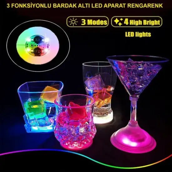Işıklı Yapışkanlı Bardak Altı Aparatı Ledli 3 Modlu  resmi
