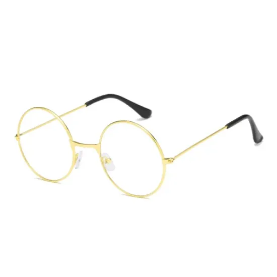 John Lennon Tarzı Gold Çerçeveli Şeffaf Gözlük resmi
