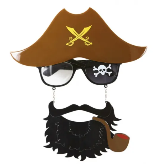 Kahve Şapkalı Pipolu Jack Sparrow Gözlüğü resmi