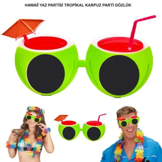 Karpuz Şekilli Tropikal Hawaii Gözlüğü resmi
