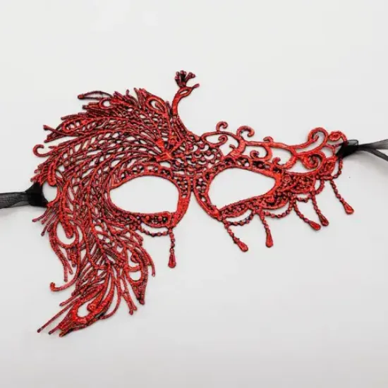 Kırmızı Dantel Masquerade Maskesi 4 No resmi