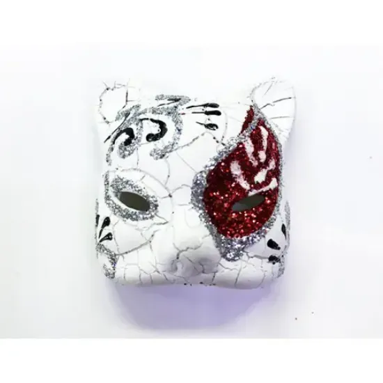 Kırmızı İşlemeli Seramik Venedik Kedi Magnet resmi