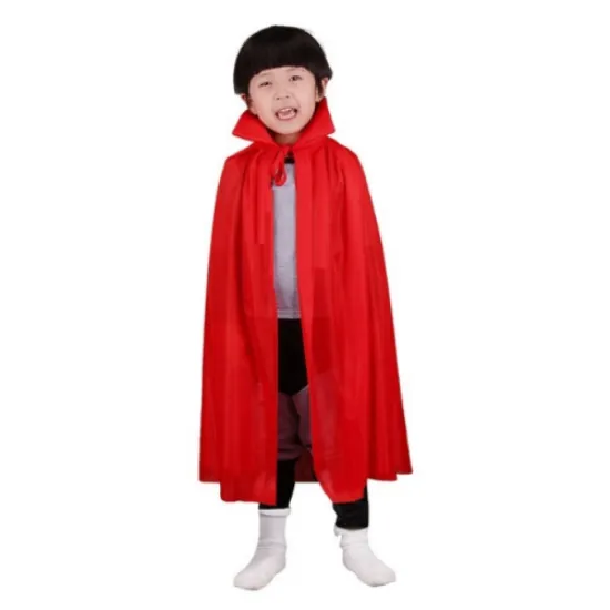 Kırmızı Renk Yakalı Pelerin Çocuk Boy 90 cm resmi