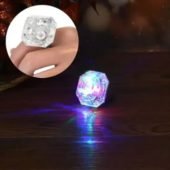 Kristal Tasarımlı Led Işıklı Gümüş Yüzük  resmi