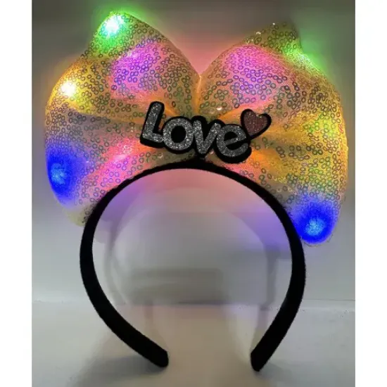 Led Işıklı Love Yazılı Fiyonk Taç resmi