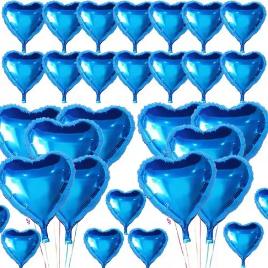 Metalize Mavi Kalp Folyo Balon resmi