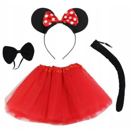 Minnie Mouse Kostüm Seti - Etek, Taç, Kuyruk, Papyon  resmi